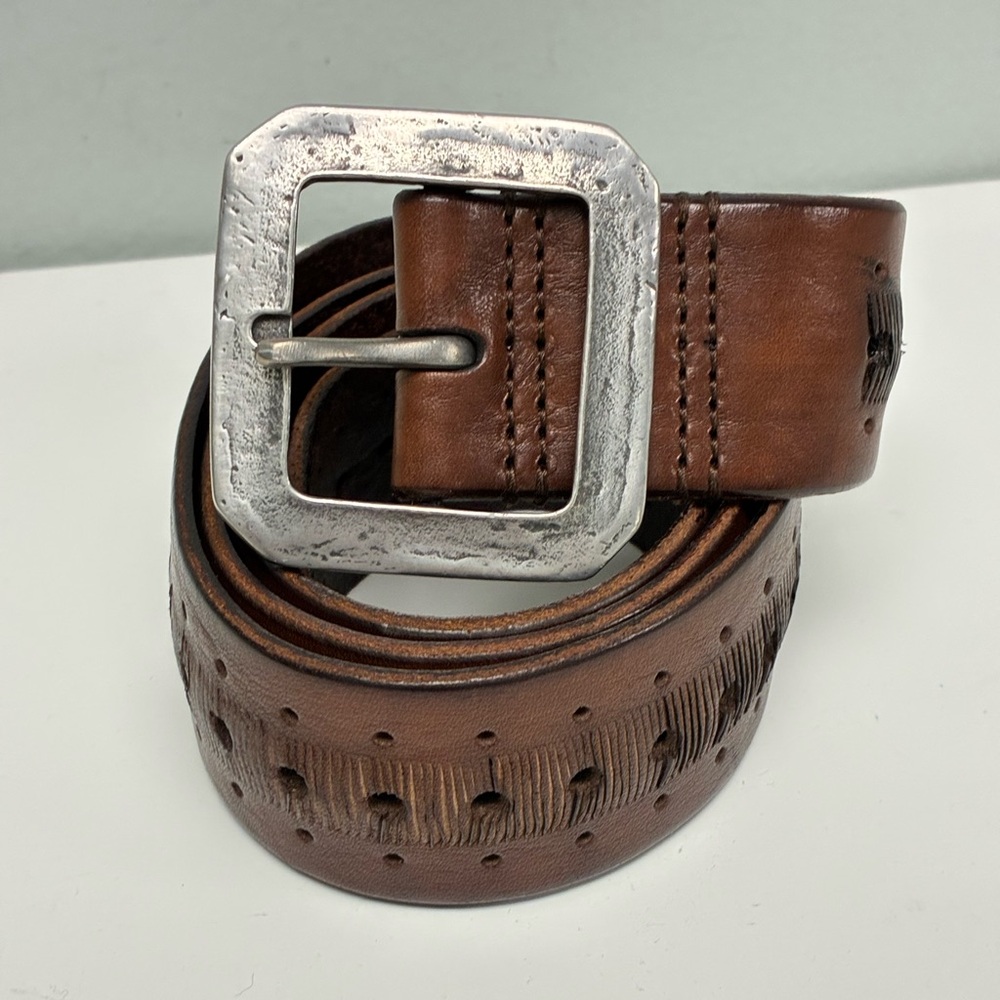 John Varvatos Collection Brown Leather Belt Size 34 - Picture 8 of 8
